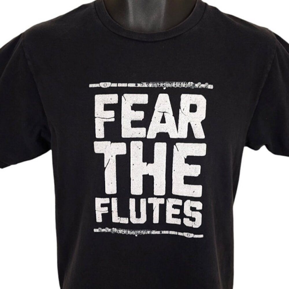 Fear The Flutes T Shirt Mens Size Small Black Musical Instrument Marching Band